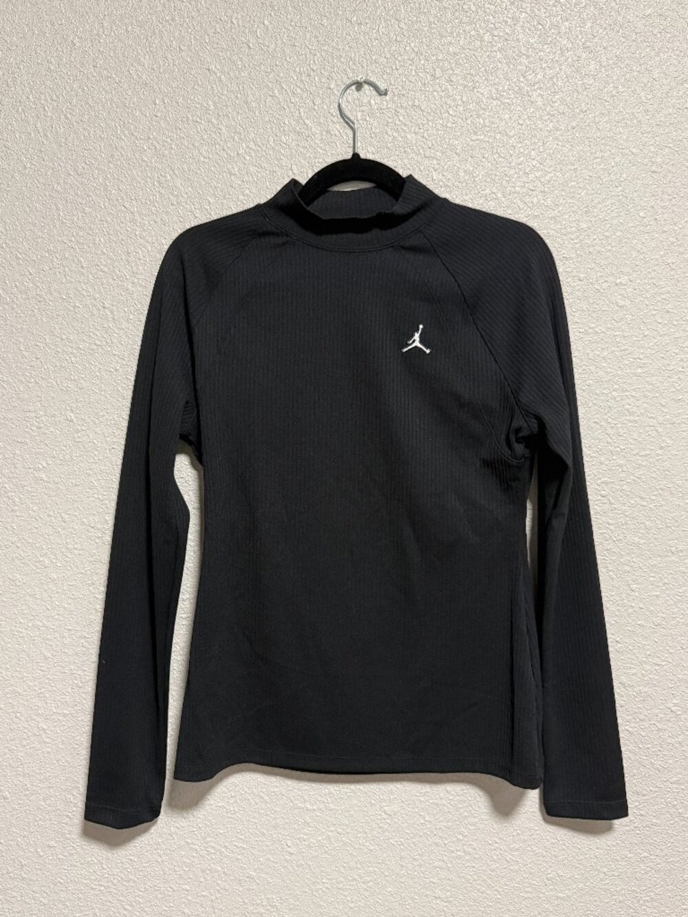 Jordan Women’s Black Ribbed Mock Neck Long Sleeve Top Size L